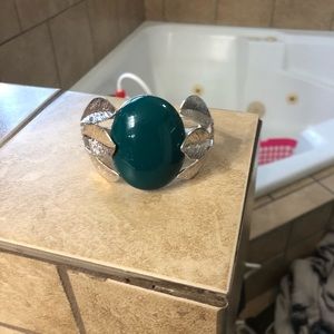 Silver cuff with teal stone